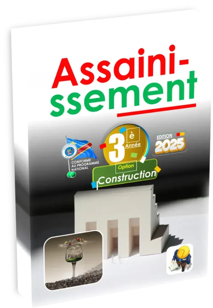 Couverture du manuel d'Assainissement pour la 3ème année de la section Construction, édition 2025.