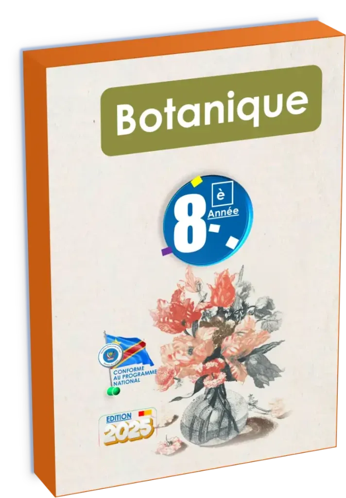 Couverture du manuel scolaire de Botanique pour la 8ème année du programme éducatif de la RDC, édition 2025.