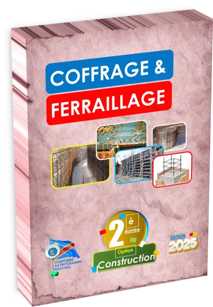 Couverture du manuel de Coffrage et Ferraillage pour la 2ème année de la section Construction.
