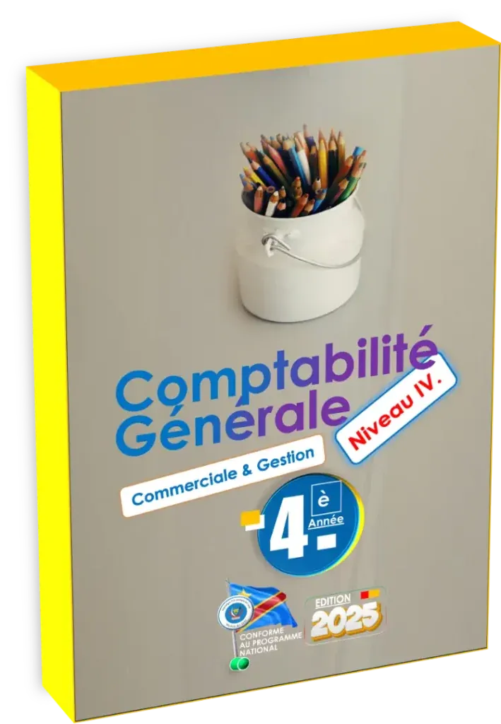 Couverture du manuel de Comptabilité Générale Niveau IV, édition 2025, pour le programme scolaire de la RDC.