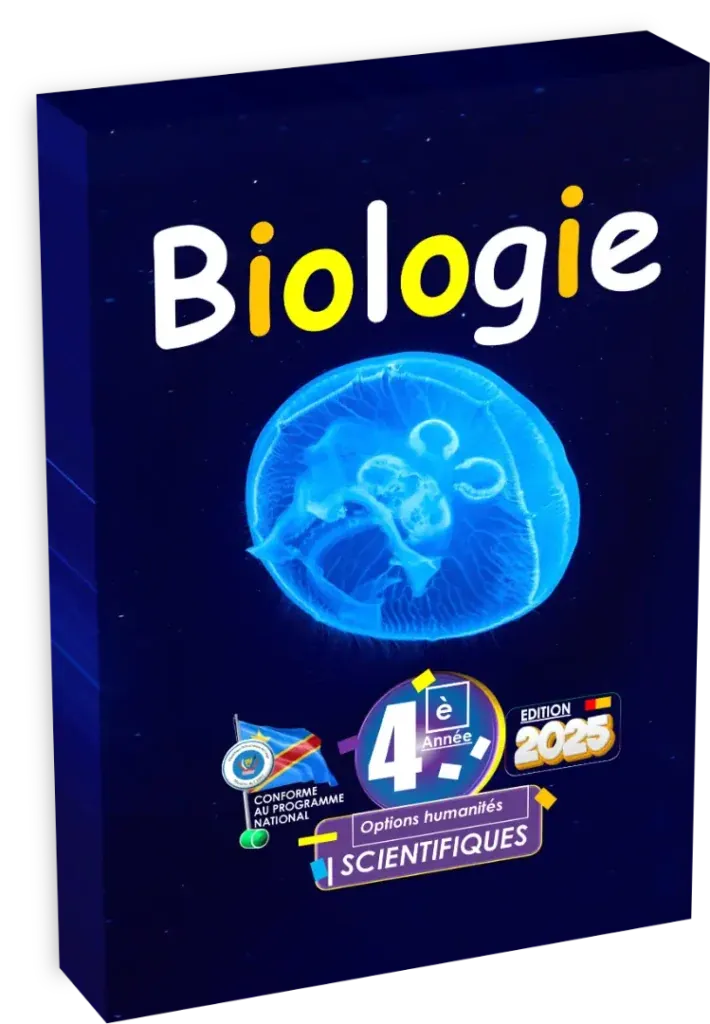 Couverture du manuel de Biologie Générale pour la 4ème année option scientifique en RDC, édition 2025.