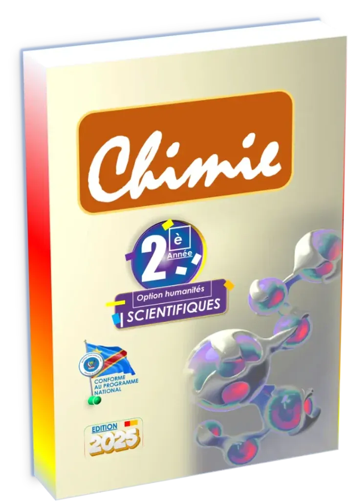 Couverture du manuel de cours de chimie pour la 2ème année option scientifique en RDC.