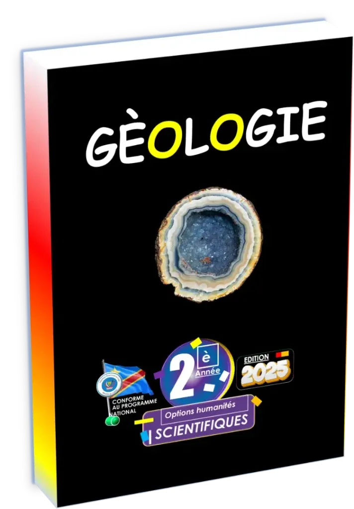 Couverture du manuel de Géologie pour la 2ème année scientifique en RDC, édition 2025.