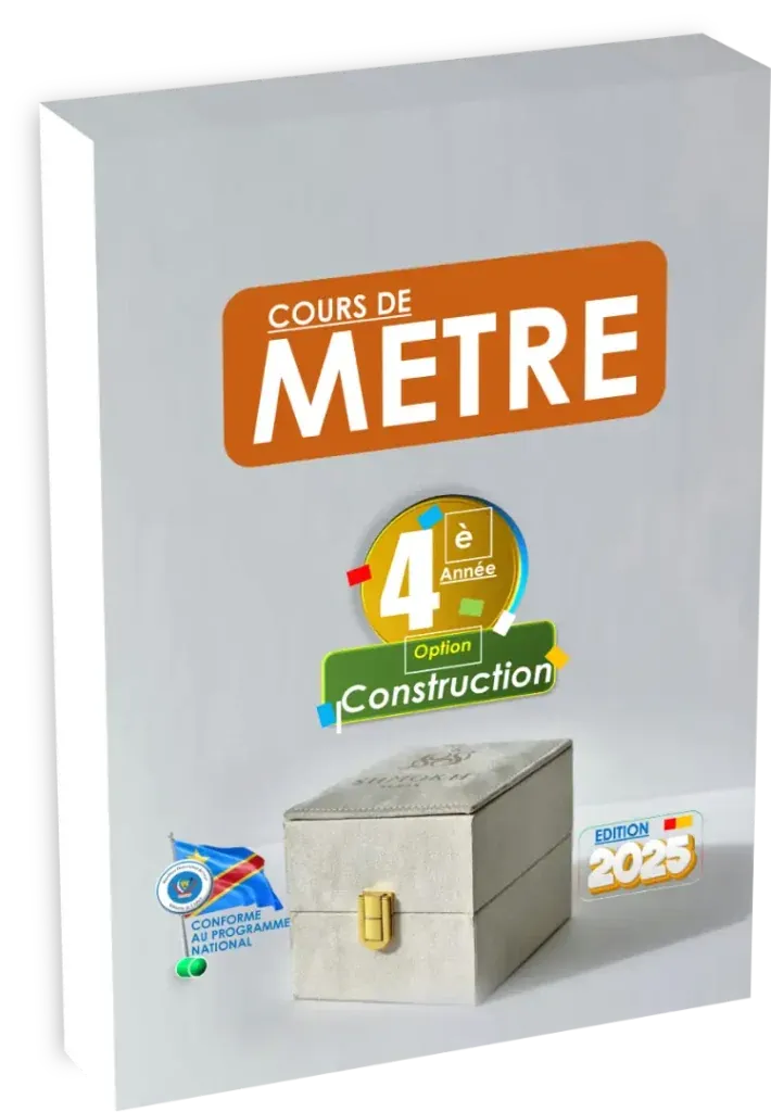 Couverture du manuel de cours de métré pour la 4ème année de la section Construction en RDC.