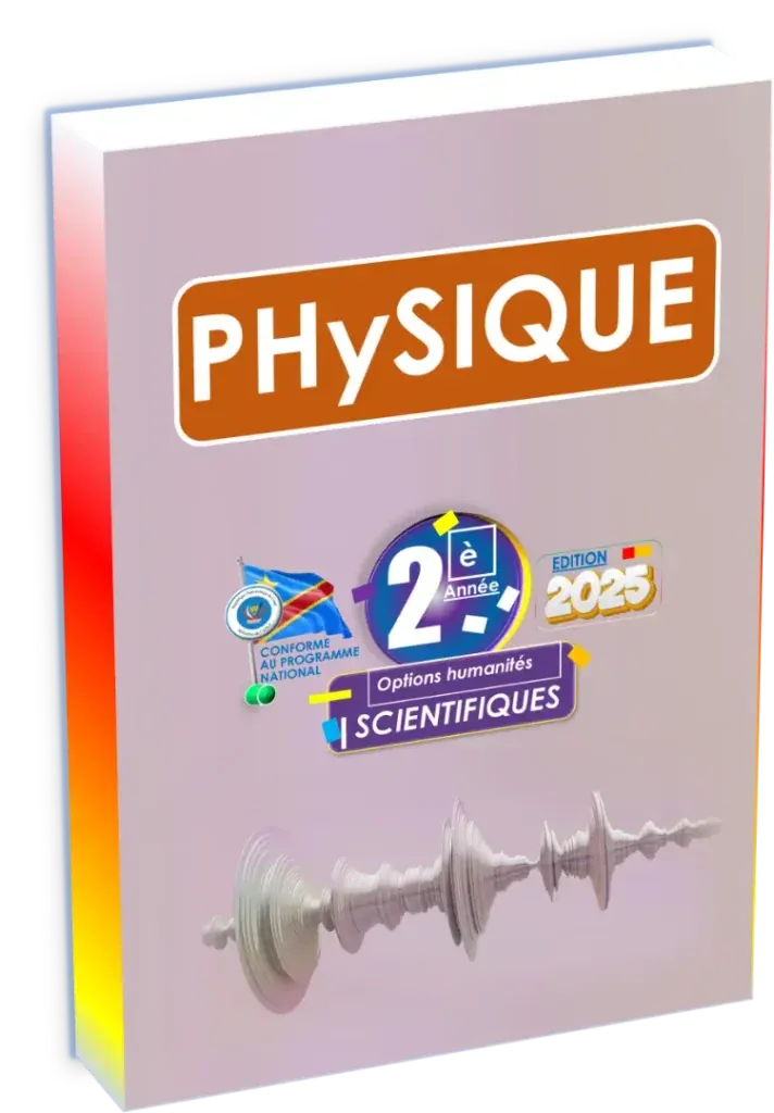 Couverture du manuel de Physique pour la 2ème année de l'option scientifique en RDC, édition 2025.