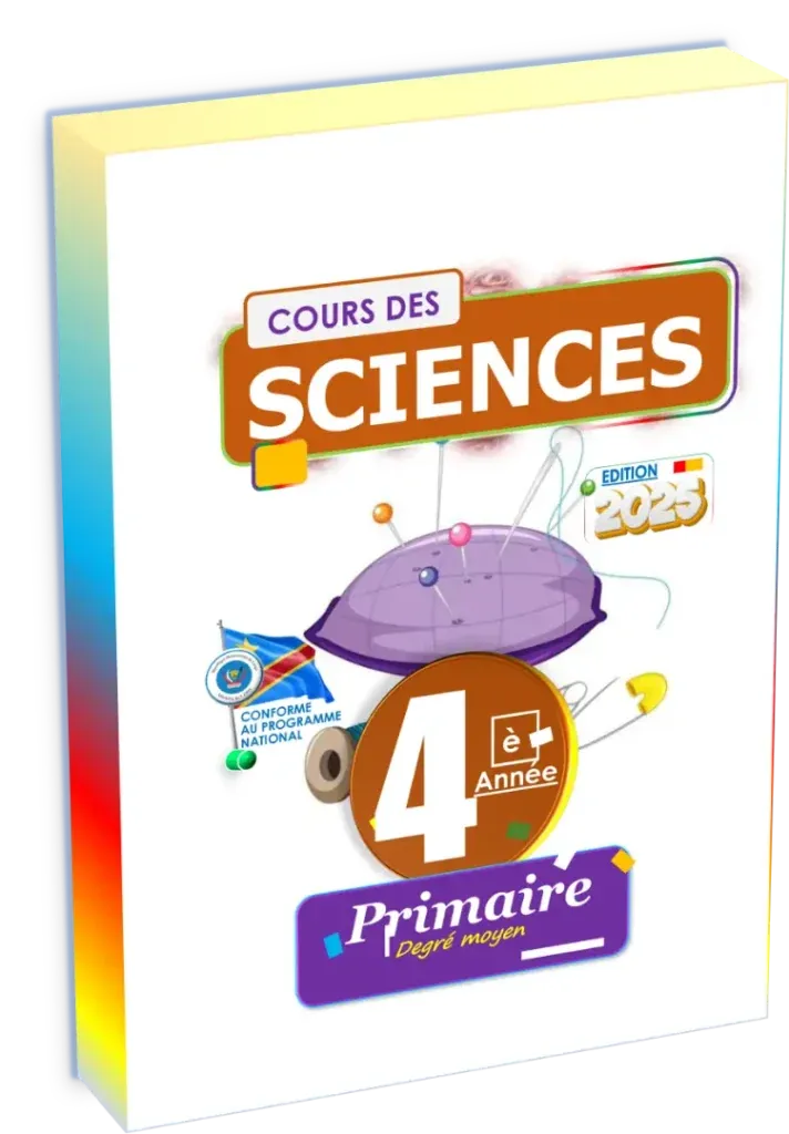 Couverture du manuel de Sciences pour la 4ème année primaire, édition 2025, programme RDC.