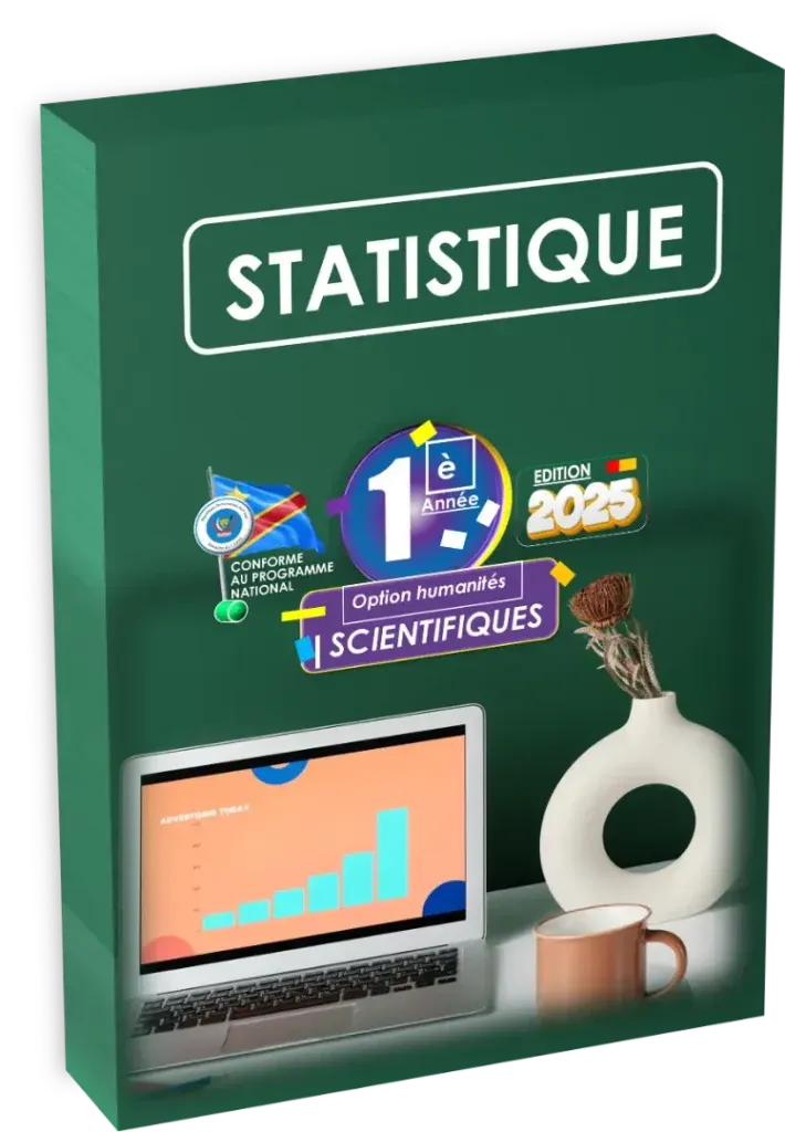 Couverture du manuel de cours de statistique pour la 1ère année de l'option scientifique en RDC, édition 2025.