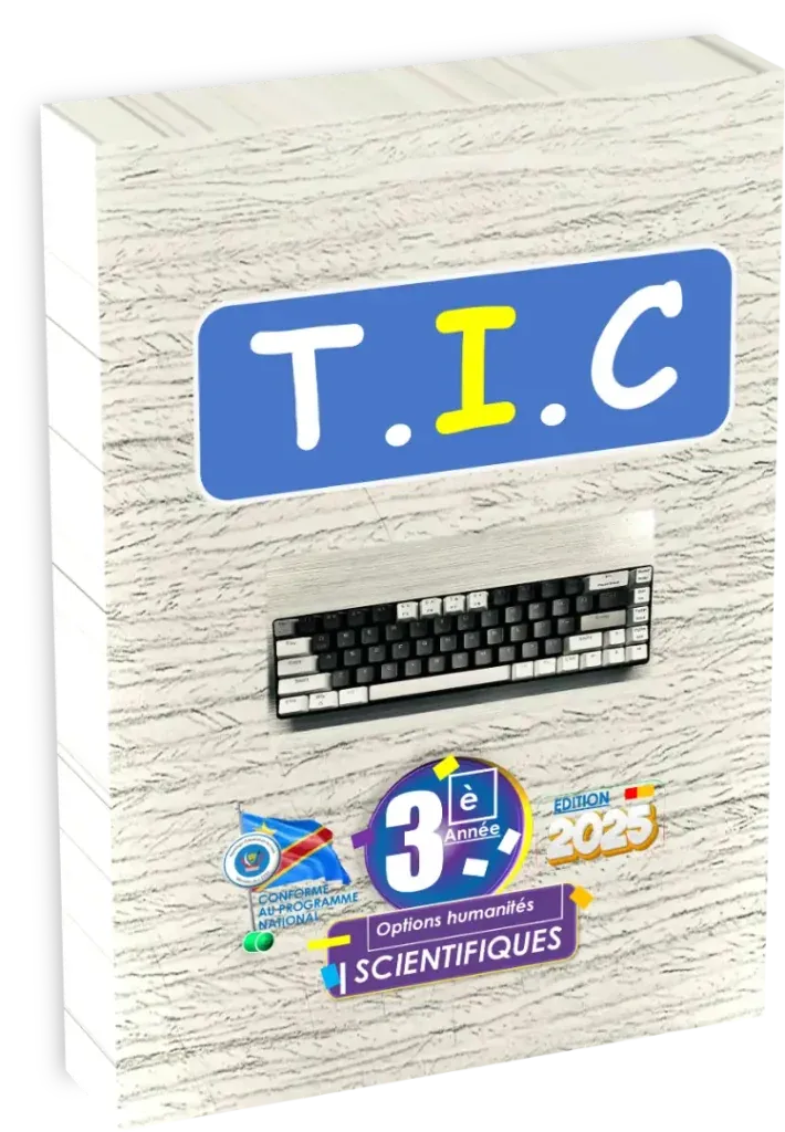 Couverture du manuel de TIC pour la 3ème année scientifique en RDC, édition 2025.
