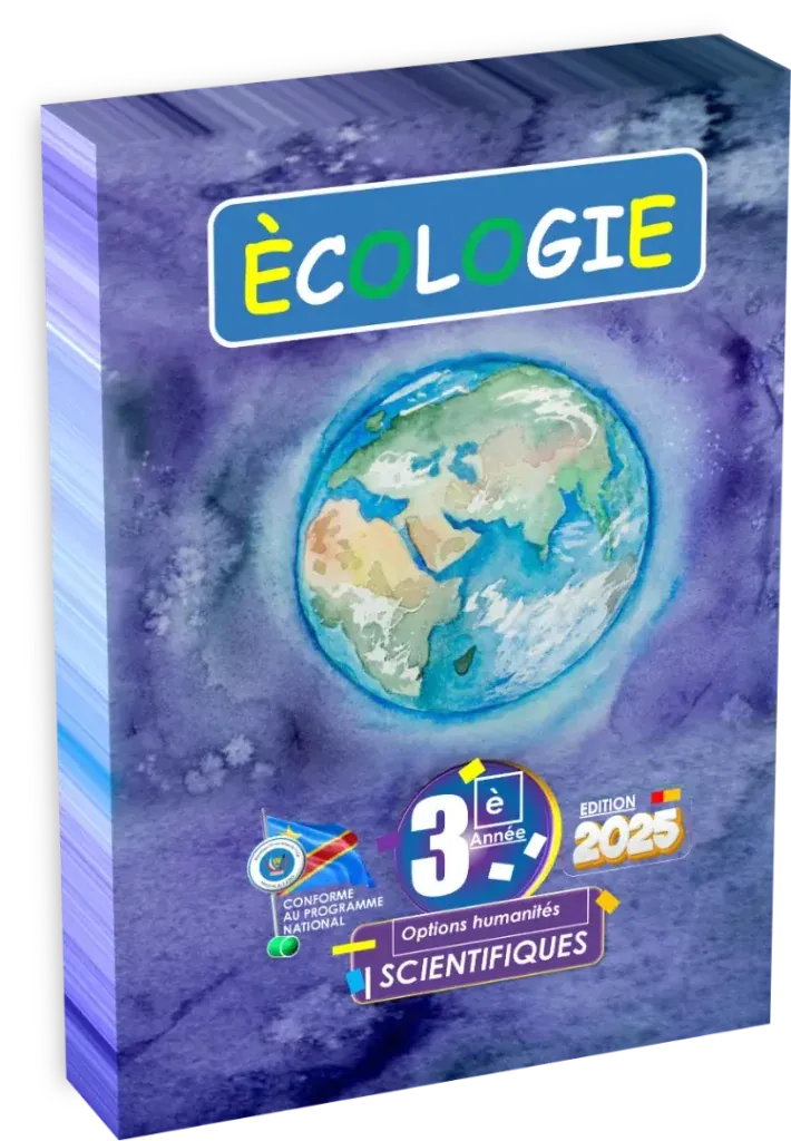 Couverture du manuel de cours d'écologie pour la 3ème année option scientifique en RDC.
