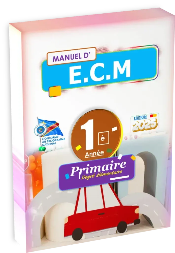 Couverture du manuel d'Éducation Civique et Morale (ECM) pour la 2ème année primaire en RDC, édition 2025.