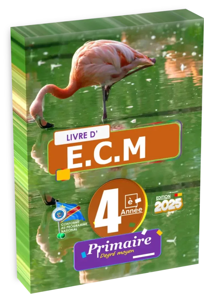 Couverture du manuel d'Éducation Civique et Morale (ECM) pour la 4ème année primaire en RDC, édition 2025.