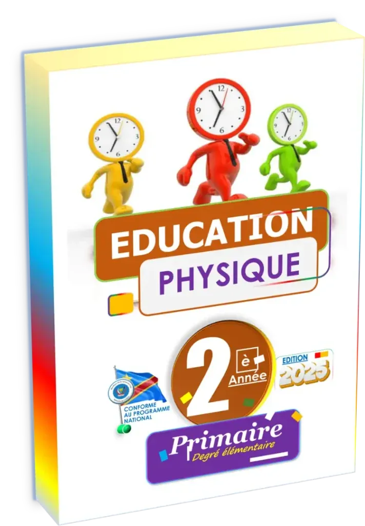 Couverture du manuel d'Éducation Physique 2ème année primaire RDC, édition 2025.