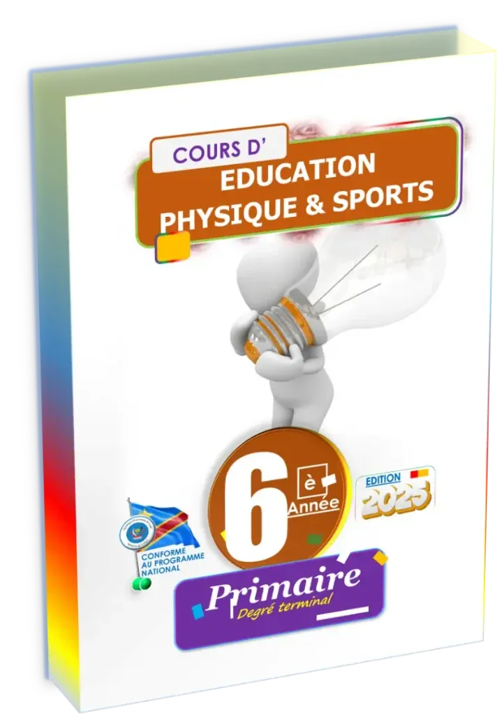 Couverture du manuel d'Éducation Physique et Sports pour la 6ème année primaire en RDC, édition 2025.
