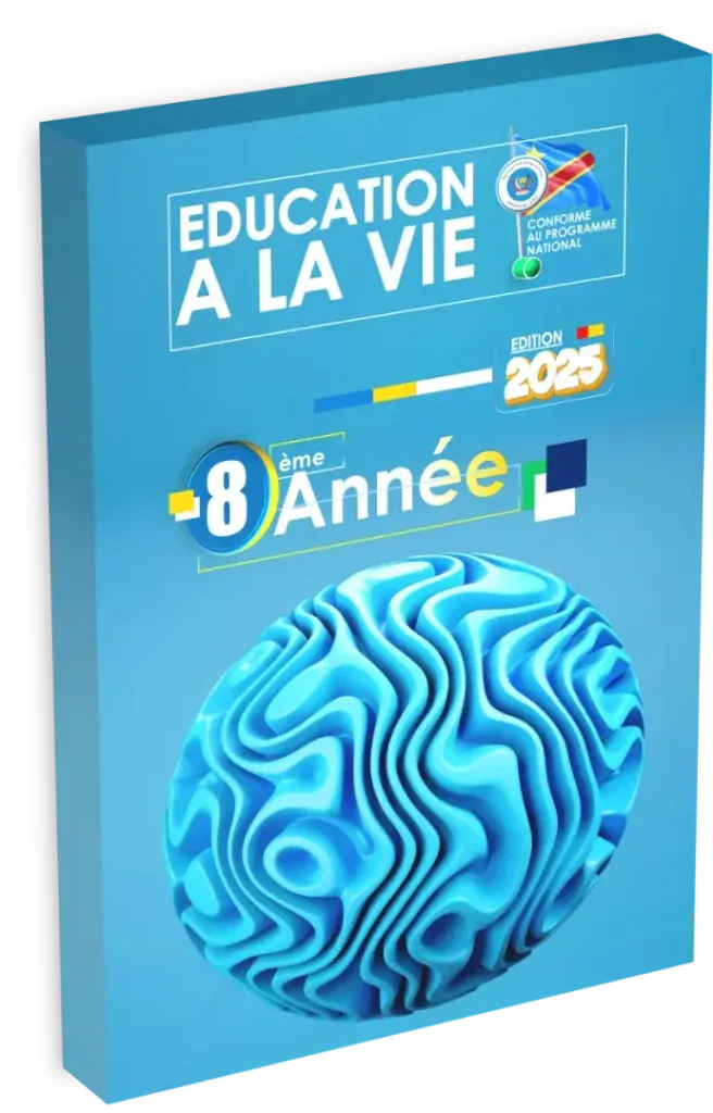 Couverture du manuel scolaire d'Éducation à la Vie pour la 8ème année en RDC, édition 2025.