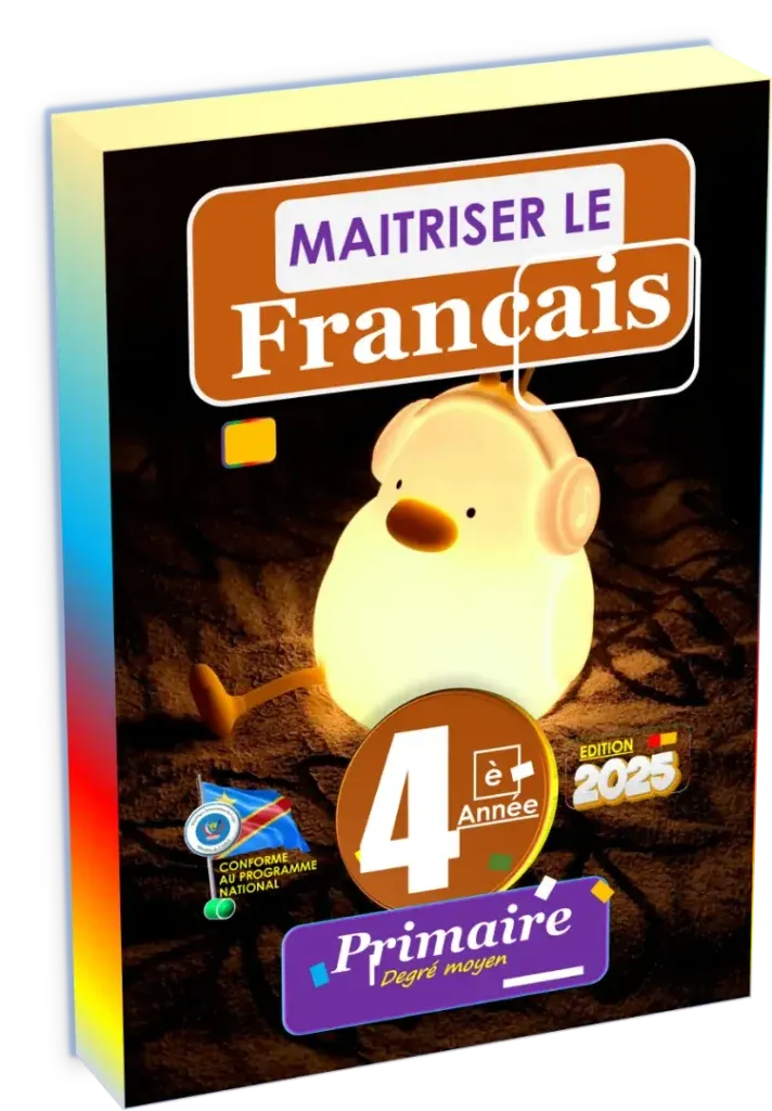 Couverture du manuel de Français pour la 4ème année primaire en RDC, édition 2025.