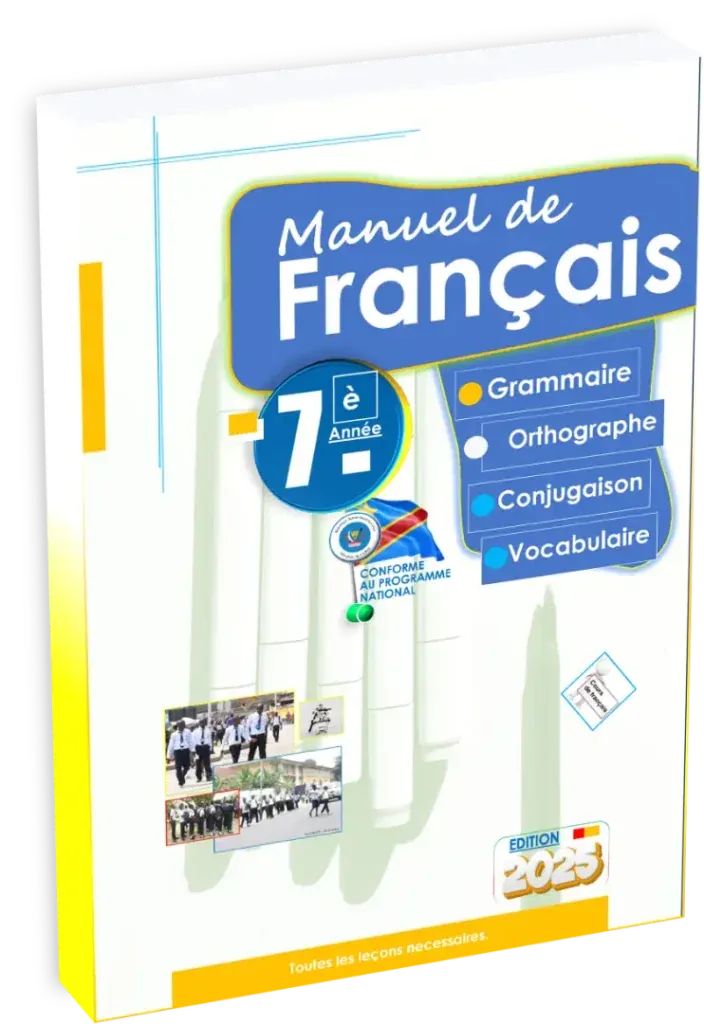 Couverture du manuel scolaire de Français pour la 7ème année, programme RDC.