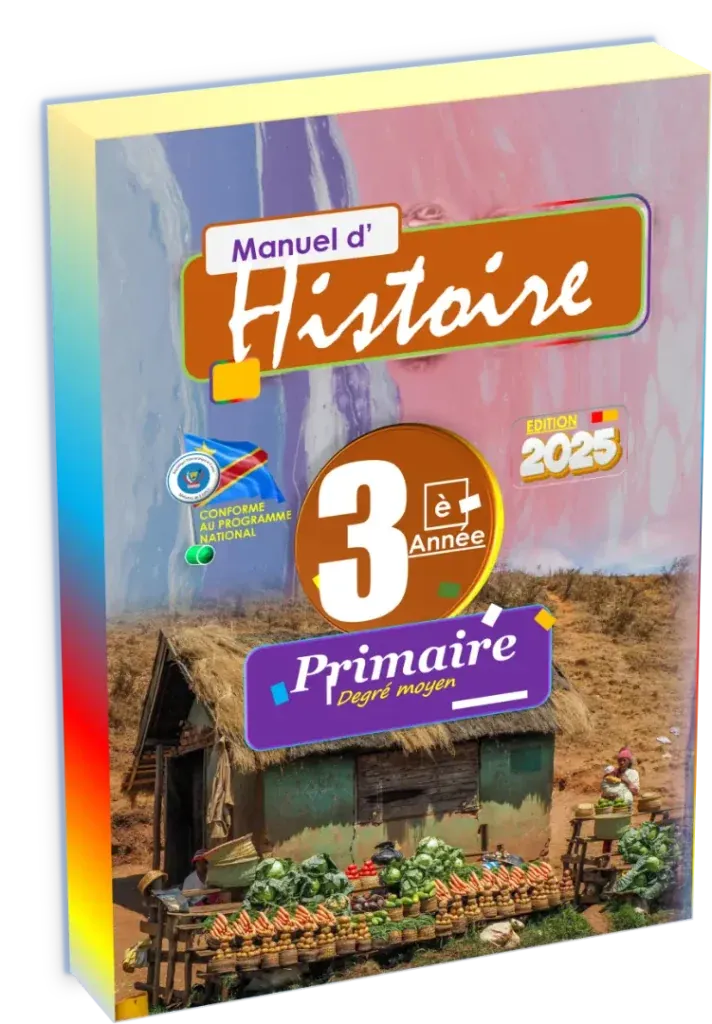 Couverture du manuel scolaire d'Histoire pour la 3ème année primaire en RDC, édition 2025.