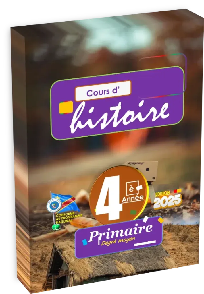 Couverture du manuel scolaire d'Histoire pour la 4ème année primaire en RDC, édition 2025.