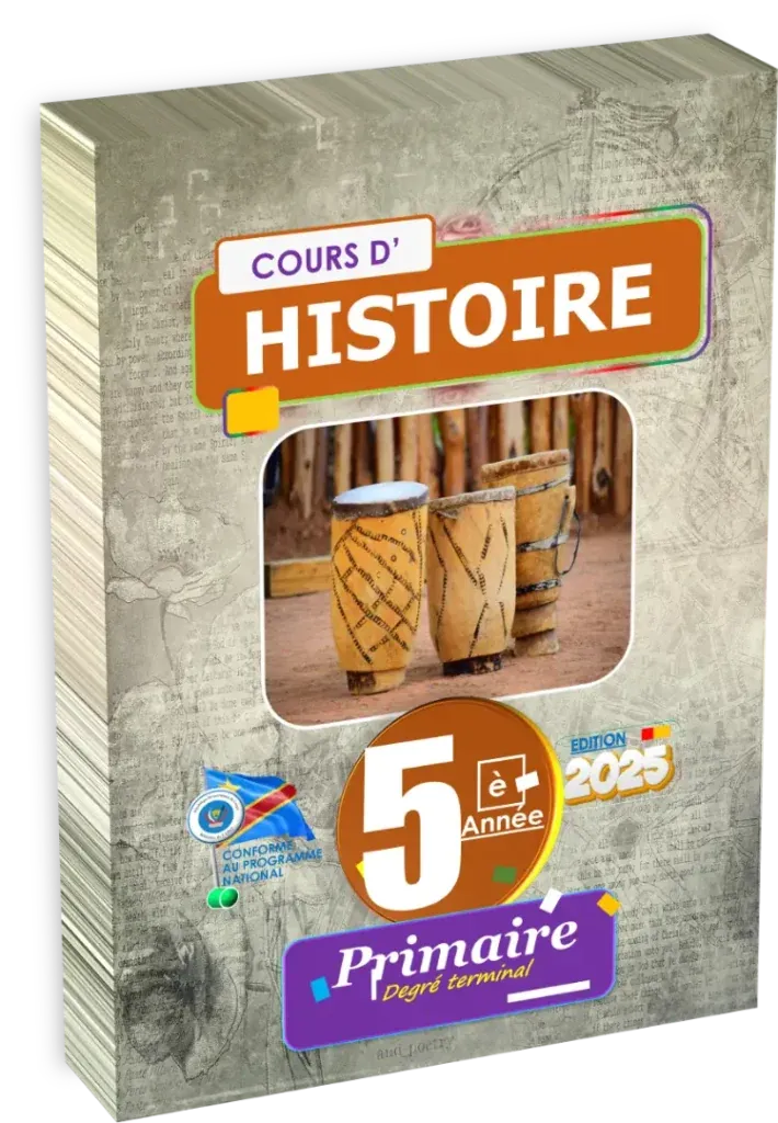 Couverture du manuel scolaire d'Histoire pour la 5ème année primaire en République Démocratique du Congo, édition 2025.