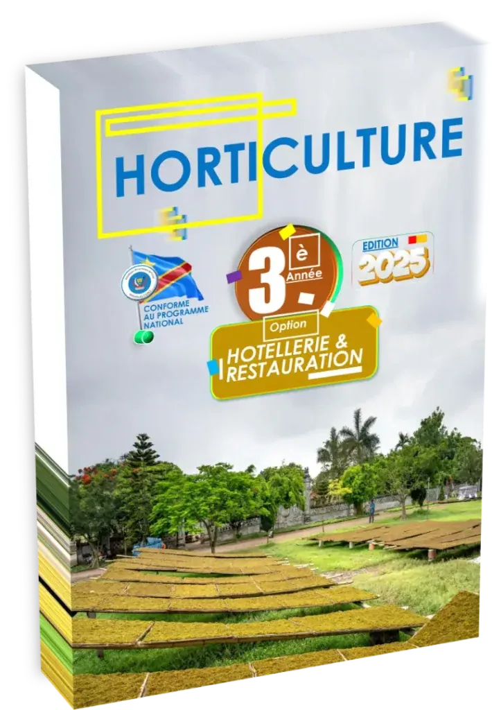 Couverture du manuel scolaire d'Horticulture, 3ème année Hôtellerie et Restauration, programme RDC.