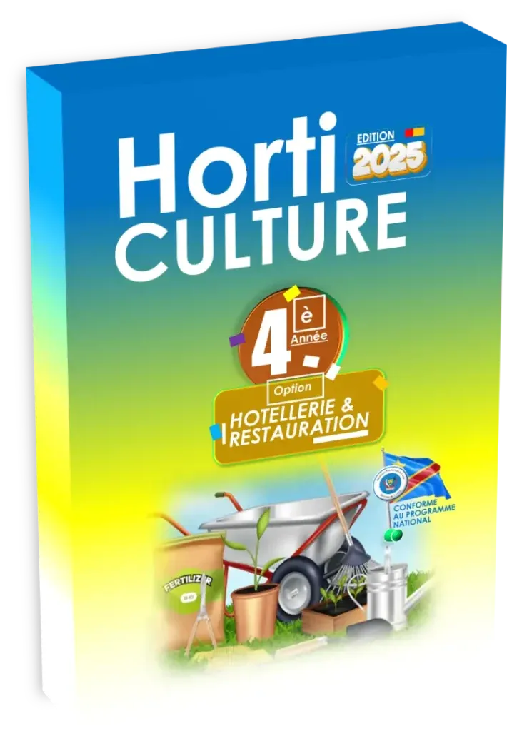 Couverture du manuel scolaire d'Horticulture pour la 4ème année Hôtellerie et Restauration en RDC.