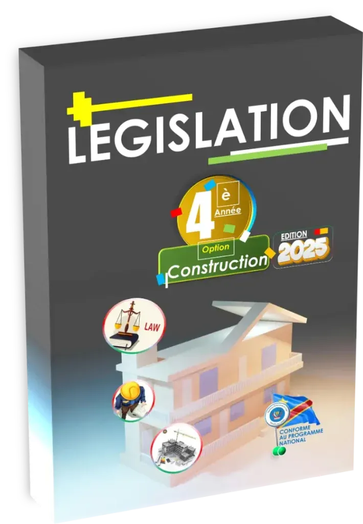 Couverture du manuel de Législation pour la 4ème année de l'option Construction, édition 2025.