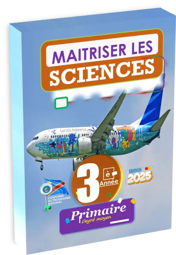 Couverture du manuel de Sciences pour la 3ème année primaire en RDC, édition 2025.