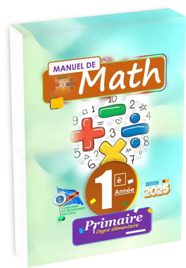 Couverture du manuel de Mathématiques 1ère année primaire RDC, édition 2025.