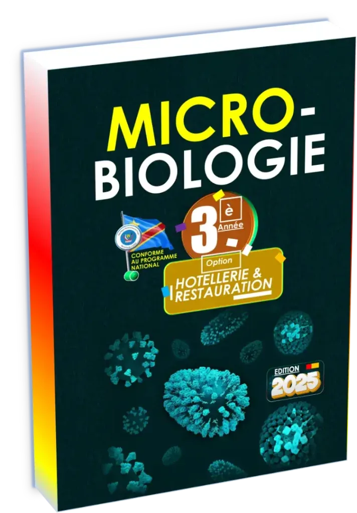 Couverture du manuel de Microbiologie pour la 3ème année en Hôtellerie et Restauration, édition 2025.