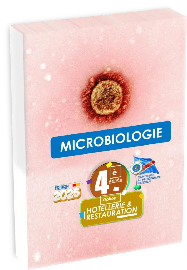 Couverture du manuel scolaire de Microbiologie pour la 4ème année Hôtellerie et Restauration en RDC.