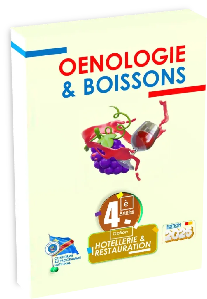 Couverture du manuel scolaire d'Œnologie et Boissons pour la 4ème année Hôtellerie et Restauration.