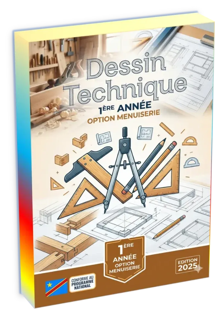 Couverture du manuel de Dessin Technique pour la 1ère année option Menuiserie.