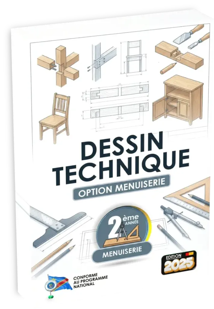 Couverture du manuel scolaire de Dessin Technique, 2ème année, option menuiserie.
