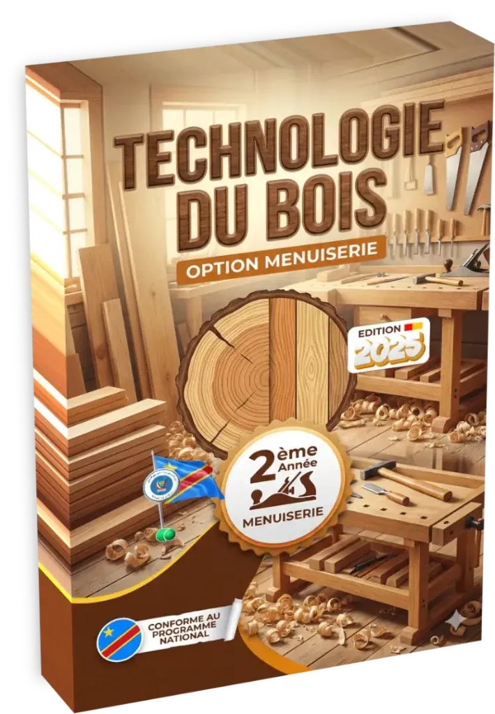 Couverture du manuel scolaire de Technologie du Bois, 2ème année, option menuiserie, édition 2025.