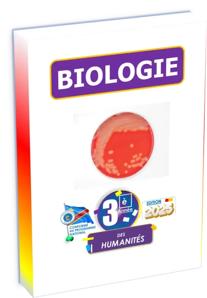 Couverture du manuel de Biologie pour la 3ème année des humanités en RDC, édition 2025.