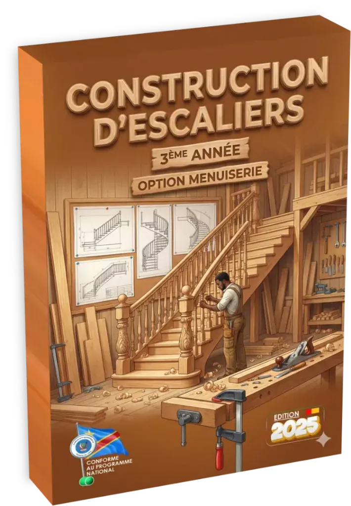 Couverture du manuel de Construction d'Escaliers pour la 3ème année, option menuiserie.