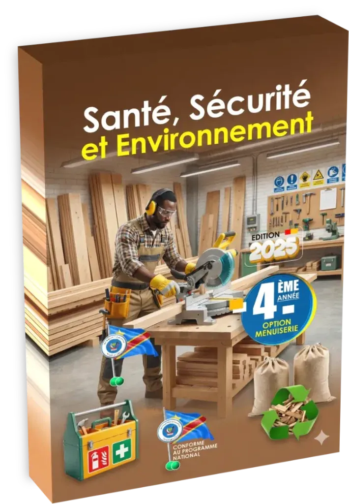 Couverture du manuel Santé, Sécurité et Environnement pour la 4ème année option menuiserie.