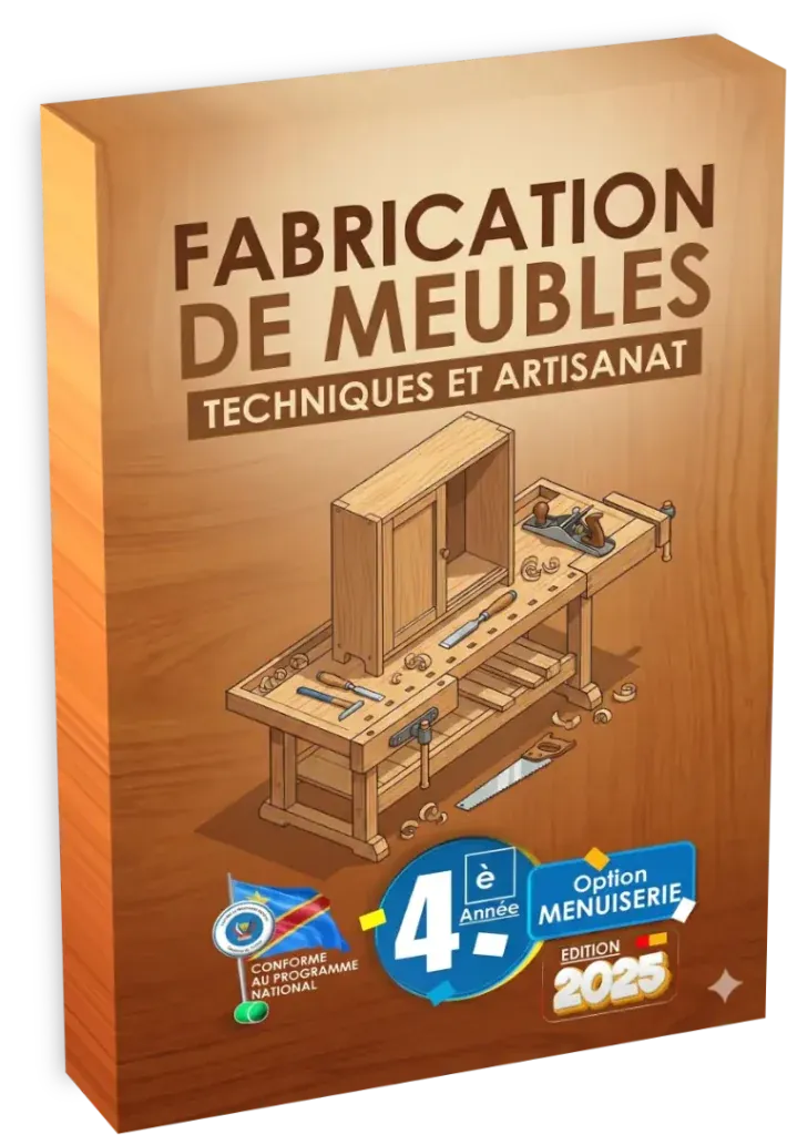 Couverture du manuel scolaire de Fabrication de Meubles pour la 4ème année, option menuiserie.