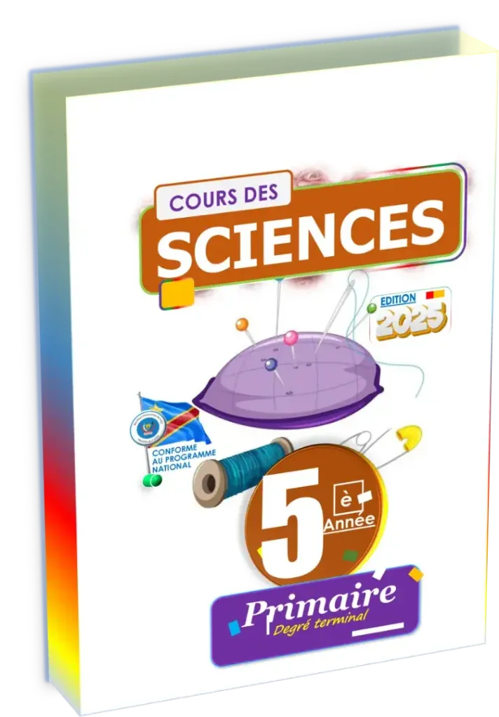 Couverture du manuel de Sciences pour la 5ème année primaire en RDC, édition 2025.