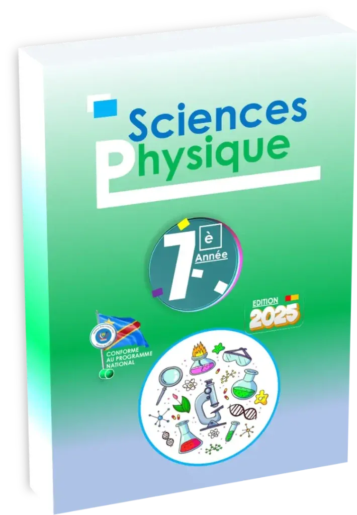Couverture du manuel de Sciences Physiques pour la 7ème année, programme de la RDC.