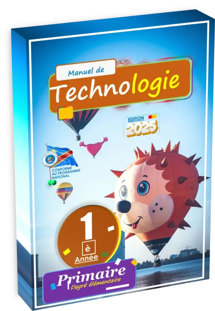 Couverture du manuel de Technologie pour la 1ère année primaire en RDC, édition 2025.