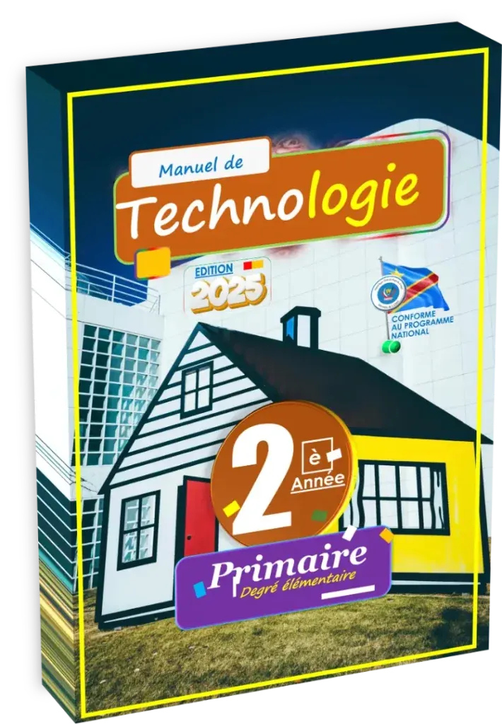 Couverture du manuel de Technologie pour la 2ème année primaire en RDC, édition 2025.