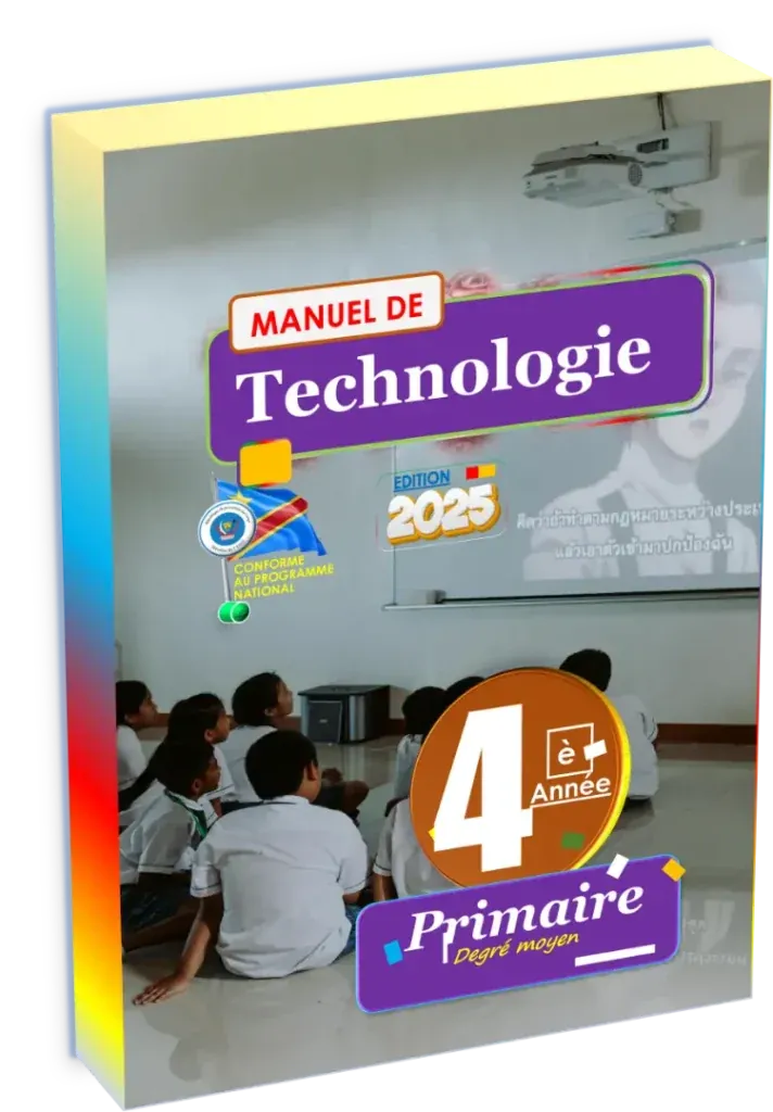 Couverture du manuel scolaire de Technologie pour la 4ème année primaire en RDC, édition 2025.