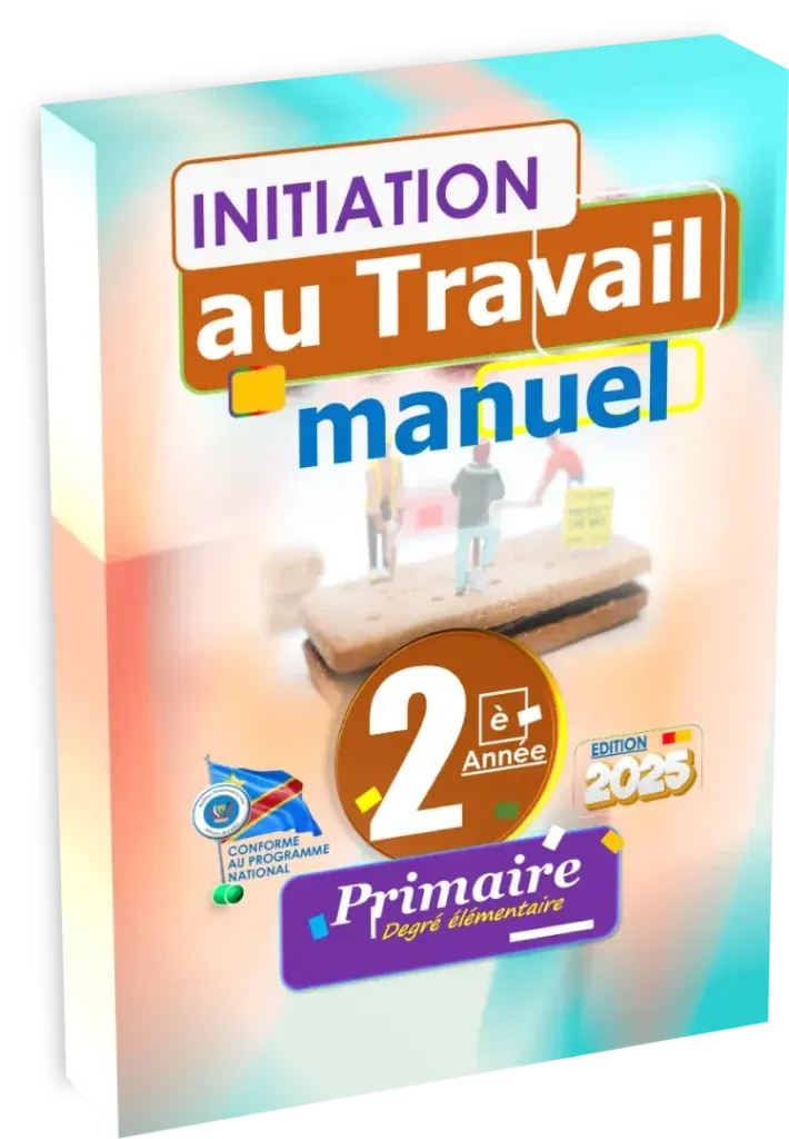 Couverture du manuel d'Initiation au Travail Manuel pour la 2ème année primaire en RDC, édition 2025.