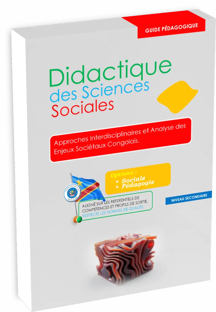 Couverture du manuel 'Didactique des sciences sociales – Édition 2025', un guide pédagogique pour les enseignants de RDC conforme au programme EPST.
