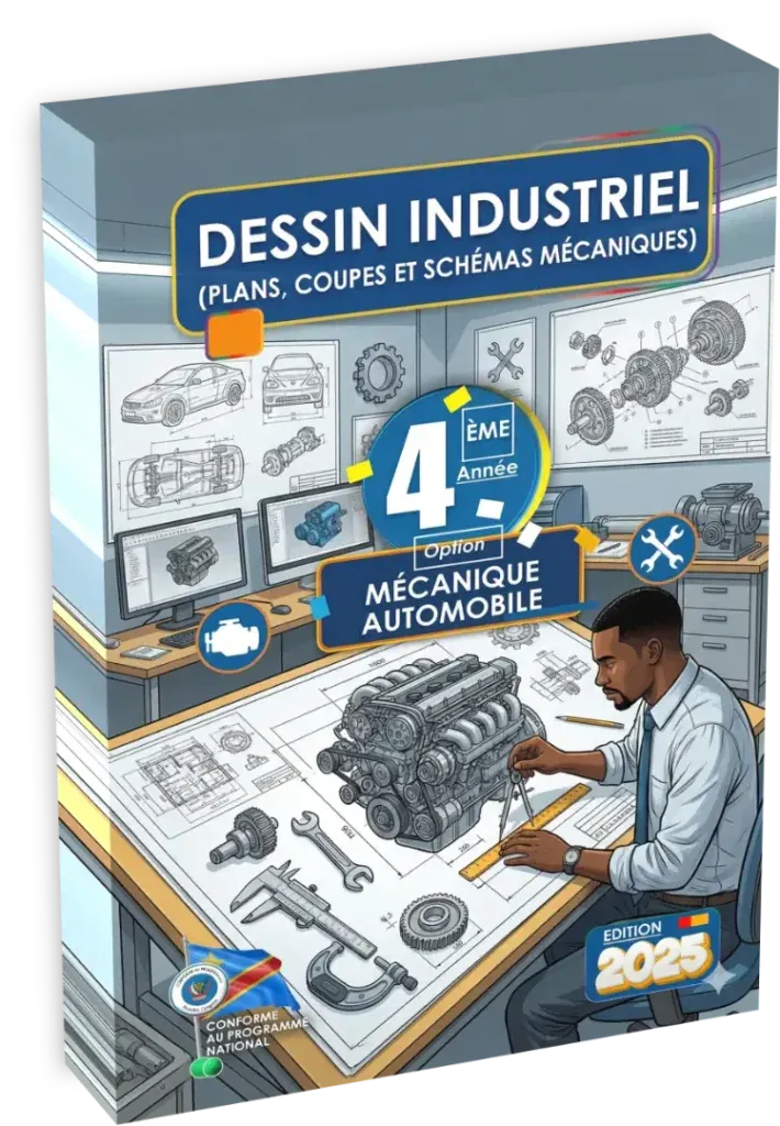 Couverture du manuel de Dessin Industriel 4ème année option Mécanique Automobile.