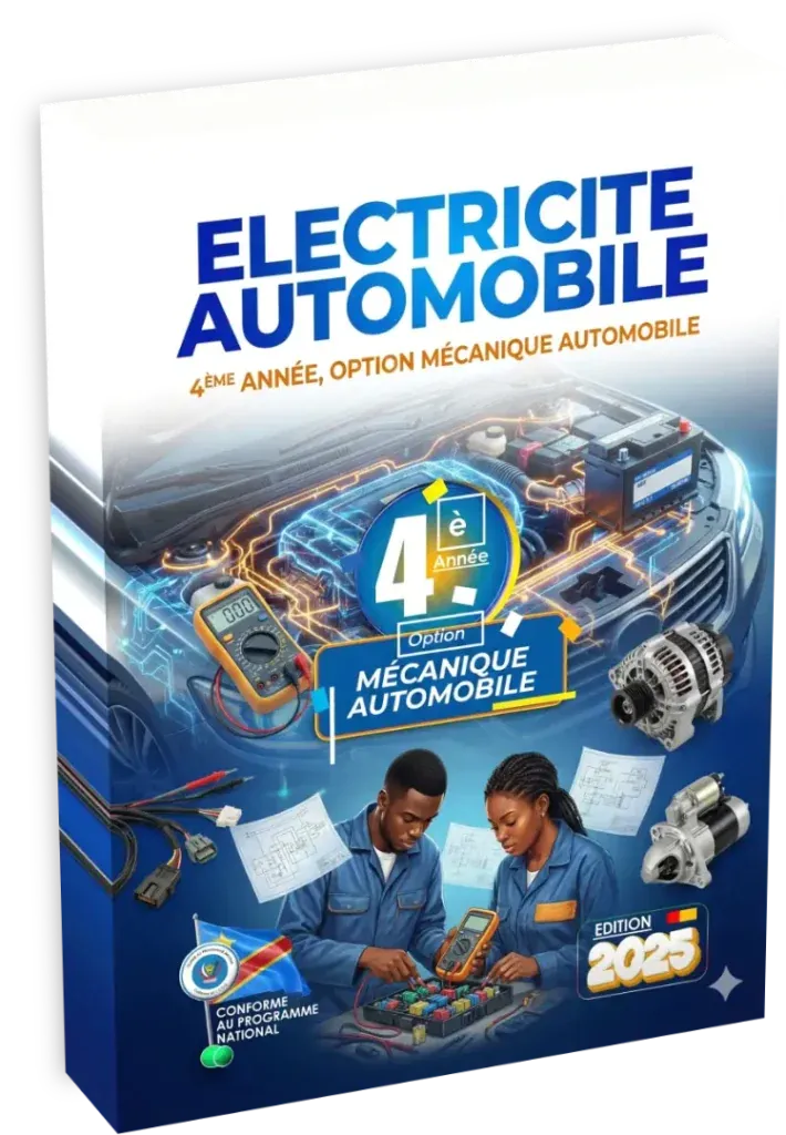 Couverture du manuel scolaire d'électricité automobile pour la 4ème année option mécanique.