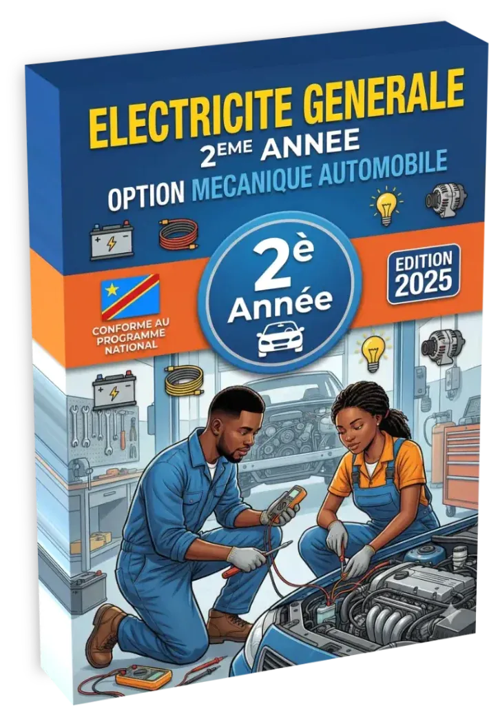 Couverture du manuel d'Électricité Générale pour la 2ème année en mécanique automobile.