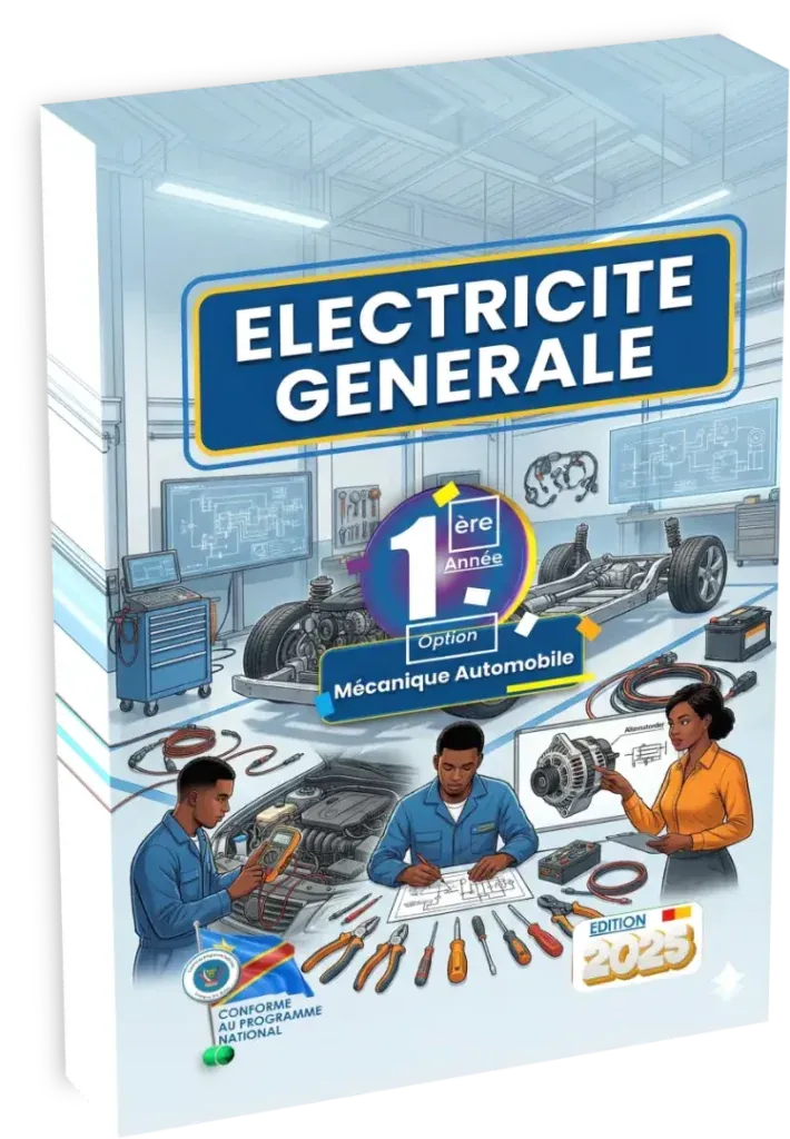 Couverture du manuel scolaire Électricité Générale pour la 1ère année en option Mécanique Automobile.
