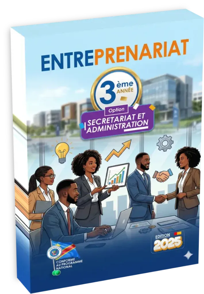 Couverture du manuel scolaire d'Entrepreneuriat pour la 3ème année, option Secrétariat et Administration